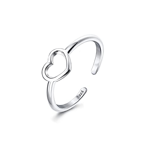 MILACOLATO Toe Rings for Women 925 Sterling Silver Adjustable Toe Ring | Adjustable Open Band Toe Rings, Hypoallergenic Ring for Sensitive Skin, Non Tarnished Waterproof Summer Beach Foot Jewelry - color: Heart