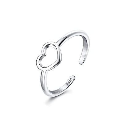 MILACOLATO Toe Rings for Women 925 Sterling Silver Adjustable Toe Ring | Adjustable Open Band Toe Rings, Hypoallergenic Ring for Sensitive Skin, Non Tarnished Waterproof Summer Beach Foot Jewelry - color: Heart