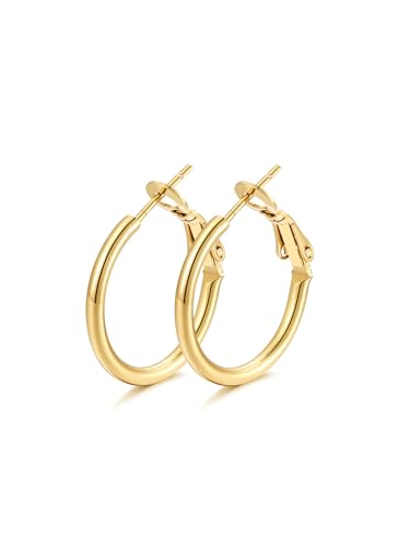 FindChic Thin Hoop Earrings for Women,Silver/Black/Gold Plated 20-100mm - color: Gold, size: 20mm