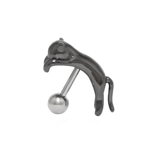 RIN 16G Cat Body Piercing Ball End Cartilage Jewelry Surgical Stainless Steel 1PC for Vertical Helix Ear Lobe Women Men - color: Black, 16G/A