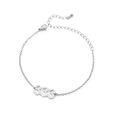 PAMTIER Angel Number Ankle Bracelet for Women Adjustable Chain | Stainless Steel, Dainty Simple Numerology Jewelry Gift - color: 5.5+2.8inch, Silver 333