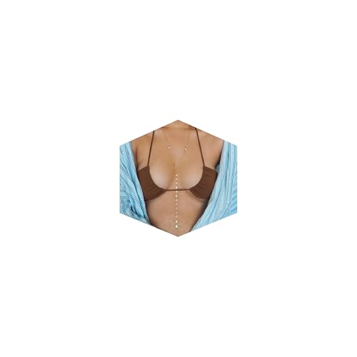Gold Plated Body Chain for Women, Layered Bikini Waist Chain | Sexy Rhinestone Body Jewelry, Chest Belly Chain, Adjustable Fit, Crossover Design, Summer Beach Parties and Vacations - color: Gold4