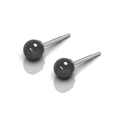 316L Surgical Stainless Steel 6mm Ball Stud Earrings for Women & Men – Hypoallergenic Nickel Free Earrings for Sensitive Ears, 1 Pair - color: Black Pearl