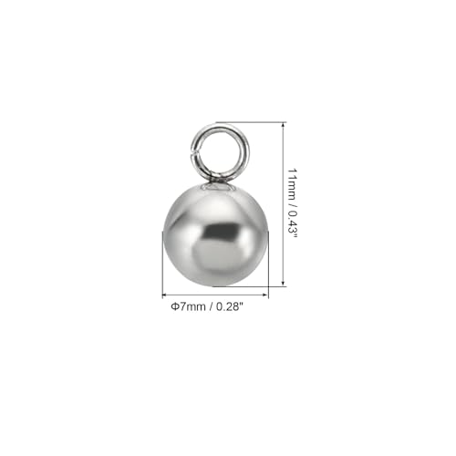 PATIKIL 50pcs Steel Bead Charm, Stainless Steel Ball Bracelet Charm Pendants Metal Round Beads Small Bulk for Jewelry Making - color: Silver Tone, size: 7mm