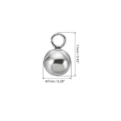 PATIKIL 50pcs Steel Bead Charm, Stainless Steel Ball Bracelet Charm Pendants Metal Round Beads Small Bulk for Jewelry Making - color: Silver Tone, size: 7mm