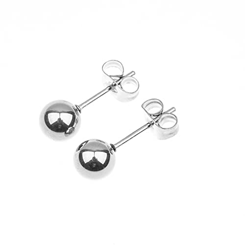 Stainless Steel Earrings Hypoallergenic Earrings, Ball Stud Silver Stud Earrings Set for Women Men Girls, Nickel Free Earrings - style: 5pairs(2-6mm)