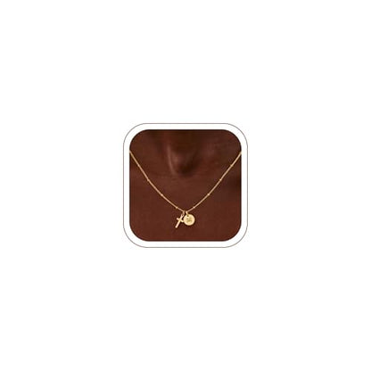 Turandoss Cross Necklaces for Girls, Faith Baptism Jewelry Birthday Gifts | 14K Gold Plated Initial A-Z Cross Pendant Necklace Trendy Birthday Jewelry Gifts for 8 9 10 11 12 13 14 15 16 Teen Girls - color: Gold-M