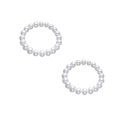 Pingyongchang Elastic Pearl Bracelet Stackable Stretch Bracelet Wedding Accessories Bridesmaid Bracelet 8MM Faux Pearl Bracelet Bridal Party Prom Beaded Bracelet - color: 2pcs