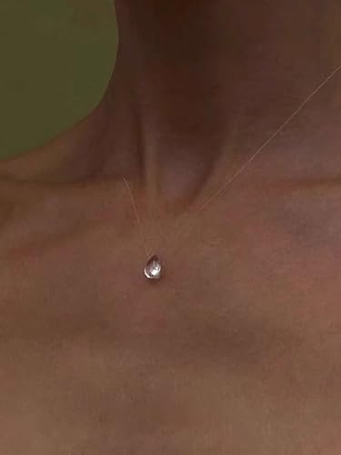 Clear Crystal Water Drop Necklace and Teardrop Earrings Set, Minimalist Glass Raindrop Jewelry for Women