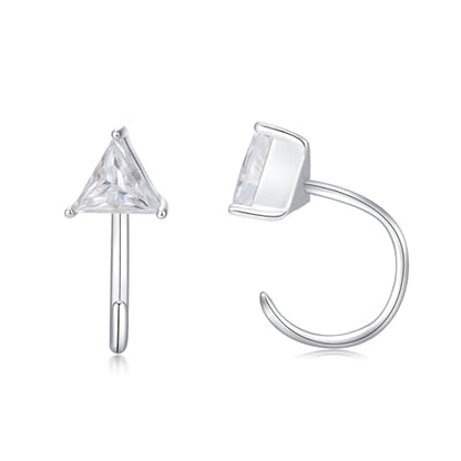 925 Sterling Silver Moissanite Huggie Half Hoop Earrings for Women - style: style 3