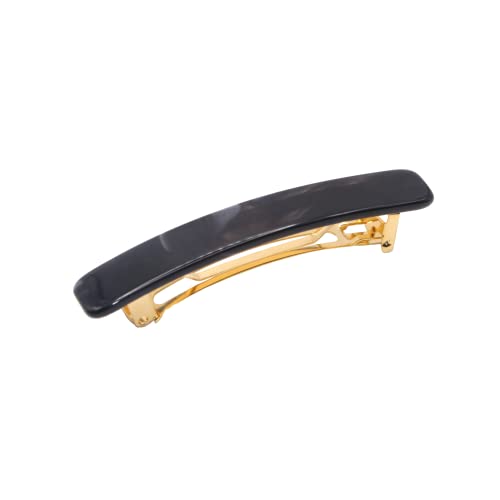 French Amie Bar Black Small 2 1/4 Inch Hair Clip Barrette | Handmade Cellulose Acetate Durable Grip For Women Girls Teens Everyday Style - color: Pearl, Black