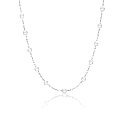 Kyerlyn Dainty Pearl Pendant Necklaces for Women 14K Gold Plated Handmade Layered Pearl Chain Necklace Delicate Layered Pearl Necklace Everyday Jewelry Gift - color: Satellite Pearl Choker-Silver