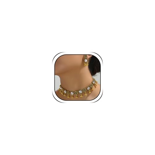 Frodete Indian Jewelry Sets for Women Traditional Bohemian Wedding Jewelry Set Indian Dresses for Women Oxidized Ethnic Party Prom Wear - color: A4:silver indian necklace earring sets