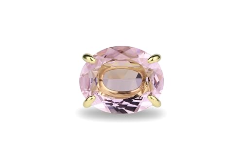 Gold Oval Rose Quartz Ring - Raw Faceted Pink Gemstone Ring - Handmade Prong Setting Jewelry