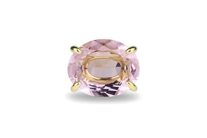 Gold Oval Rose Quartz Ring - Raw Faceted Pink Gemstone Ring - Handmade Prong Setting Jewelry