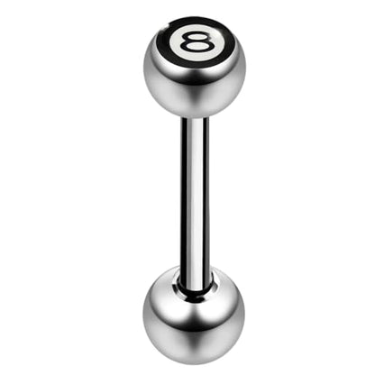 Black Number 69 Logo Ball with 14 Gauge 316L Surgical Steel Tongue Ring Jewelry