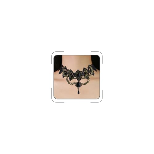 Gothic Victorian Style Vampire Choker Necklace for Women Black Crystal Tassel Lace Collar Necklace Halloween Punk Black Sexy Lace Necklace Halloween Cavewoman Costume - style: Water Drop Pendant