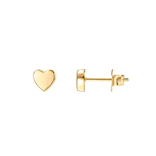 PAVOI 14K Gold Plated Dainty Stud Earrings for Women, Small Piercing Studs | Hypoallergenic Earrings with 925 Sterling Silver Posts - Bar, Dot, Heart, Triangle, Star & Cat Stud Earrings - style: Heart