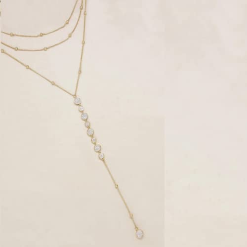Ettika Lariat Necklace for Women. Gold Drop Necklace, Necklaces for Women. 18K Gold or Rhodium Plated Chain. Trendy Jewelry - color: N1169 Gold