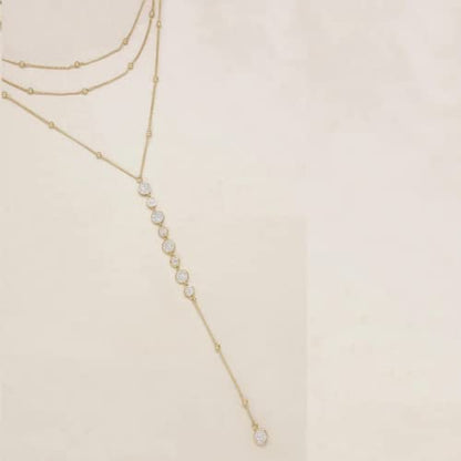 Ettika Lariat Necklace for Women. Gold Drop Necklace, Necklaces for Women. 18K Gold or Rhodium Plated Chain. Trendy Jewelry - color: N1169 Gold