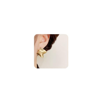 Unique Abstract Earrings For Women,Geometric Statement Stud Earring Large Hypoallergenic Earring for Gift - color: gold plated Brushed