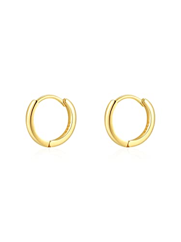 Mini Tiny Huggie Hoop Earrings Top Upper Ear Cartilage Forward Helix Cuff Plain Simple 925 Sterling Silver Gold 9mm 8mm 7mm 6mm 5mm Hoop Earrings - color: Gold-9mm