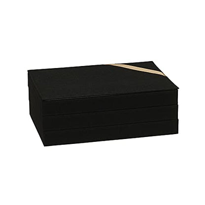Household Essentials Black Stacking Jewelry Organizer Stacking Boxes with Removable Lid - color: Black