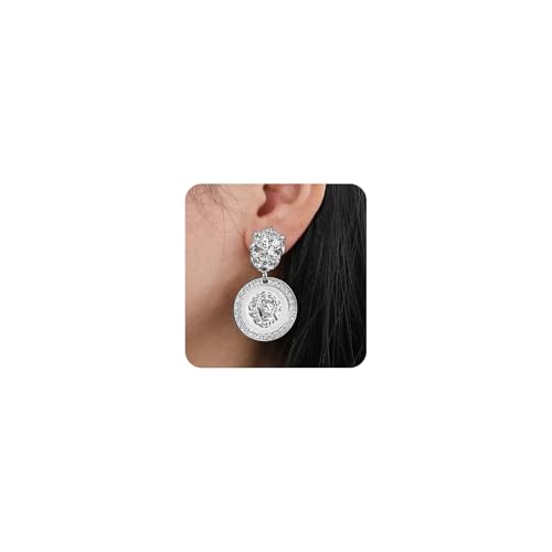 Women's Statement Clip-On Earrings Hypoallergenic Lightweight Clip Earrings - color: F-silver lion