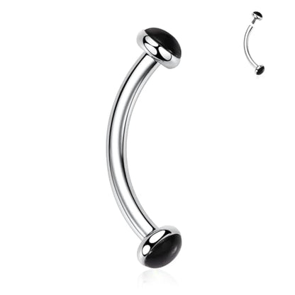 GAGABODY G23 Titanium Eyebrow Piercing Jewelry Curved Barbell Lip Ring | Internal Thread Used in Eyebrow,Belly,Rook 16 Gauge from 6mm to 12mm Lightweight Daily for Woman and Man Sensitive Skin - color: 1Pc-Disc Shape Silver+Black Agate, size: 16G-8mm