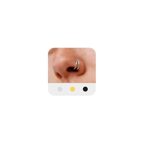 Double Hoop Nose Ring - Silver Gold Diamond 316L Surgical Steel Cartilage Earring Helix Hoops 20g 18g 16g - color: double hoop silver