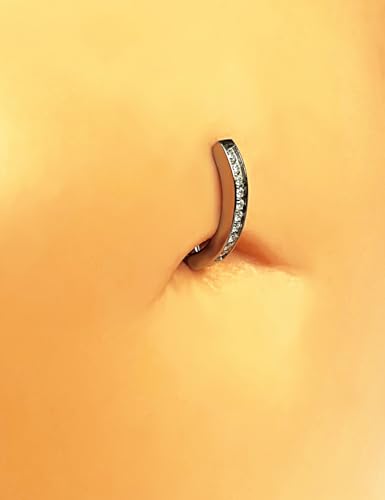Belly Button Ring Dangle, Cross Belly Button Ring, Navel Piercing | 316L Surgical Steel, AAA+ Cubic Zirconia, Nickel-Free, Hypoallergenic, Multi-Style, 14 Gauge 10 mm Screw On Piercing Stud - style: Titanium Zircon Hoop