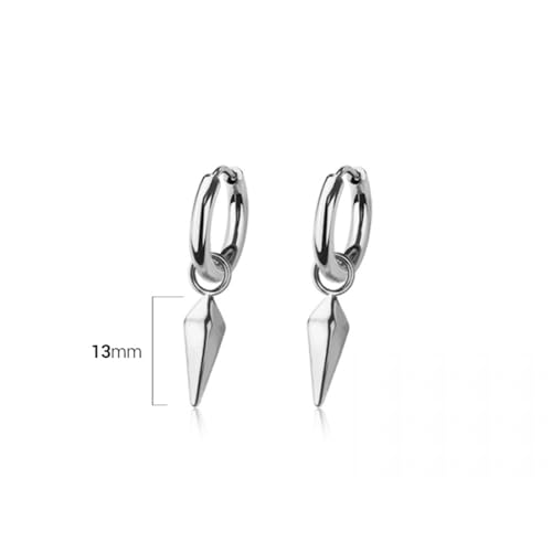 20GA 316L Stainless Steel Faceted Cone Spike Dangling Huggie Hoop Earrings, Sold as a Pair - style: Silver Tone
