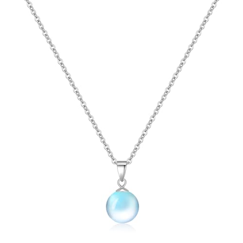 Natural Jade Necklace for Women Sterling Silver Adjustable Handmade Green Jade Pendant Necklaces Healing Crystal Necklace Good Luck Gift for Her - style: Moonstone Necklace