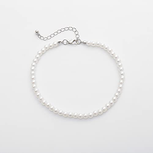 COLORFUL BLING 1Pc Pearl Handmade Anklet Simple Imitation pearls Hand Woven Boho Foot Jewelry Anklet Bracelet Summer Beach for Women - color: 2Pcs