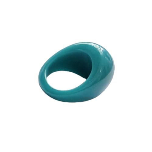 Y2k Colorful Chunky Resin Acrylic Thick Wide Dome Plastic Exaggerated Aesthetic Knuckle Rings for Women Vintage Minimalist Finger Joint Funny Cute Statement Jewelry - color: blue
