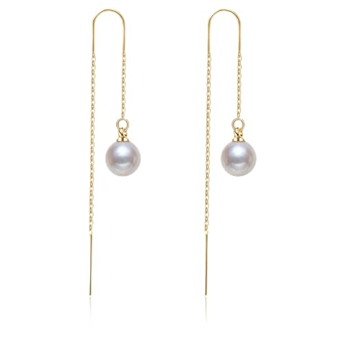 Pearl Dangle Earrings for Women, Threader Earrings Long Drop Earrings, Dainty Hoop Earrings Hypoallergenic Tassel Ear Chain for Wedding Jewelry Gifts - color: Pearl Threader Earrings