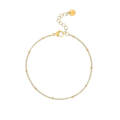 18K Gold Plated Pearl Beaded Cross Bracelets for Women Adjustable Stainless Steel Dainty Thin Gold Box Cuban Twisted Link Chain Bracelet Bridesmaid Jewelry Gifts - color: Satellite-Gold