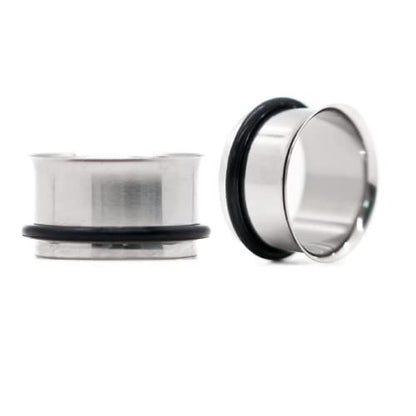 Forbidden Body Jewelry 12G-1 Inch Surgical Steel Single Flared Tunnel Plugs Plus O-Ring, Choose Pcs/Gauge - style: 2pcs: 19mm (3/4")