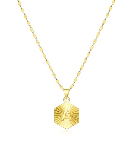 Howoo 14K Gold Plated Initial Necklace for Women Heart Necklace for Women Round Zircon Letter Pendant Plated Adjustable Necklaces Birthday Galentines Valentine Gifts Jewelry - color: A, style: style 2