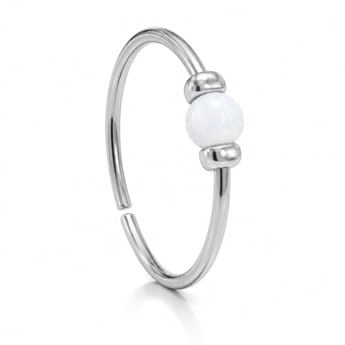 Jolliz Opal Nose Rings Hoops – 24 Gauge Classic Design, Elegant Nose Rings for Women & hypoallergenic Nose Piercings Jewelry Perfect for Any Occasion with Comfortable Fit - color: White Opal