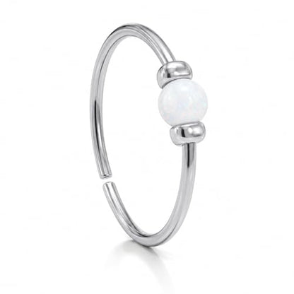 Jolliz Opal Nose Rings Hoops – 24 Gauge Classic Design, Elegant Nose Rings for Women & hypoallergenic Nose Piercings Jewelry Perfect for Any Occasion with Comfortable Fit - color: White Opal