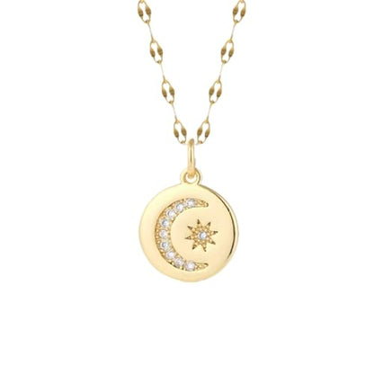 925 Sterling Silver Sun and Moon Necklace Pendant Star Necklace Set Sun moon pendant necklace twitches necklace sun and moon Necklaces and Cloud Sun and Moon Jewelry for Women, - color: NK008G2AC210001G4