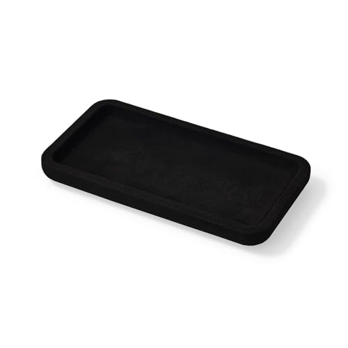 Microfiber Jewelry Trays Stackable Ring Earring Bracelet Necklace Bangle Watch Display Tray Drawer Organizer 7.08 * 3.93 * 0.59inch (Black - color: Black, size: 18*10cm Tray