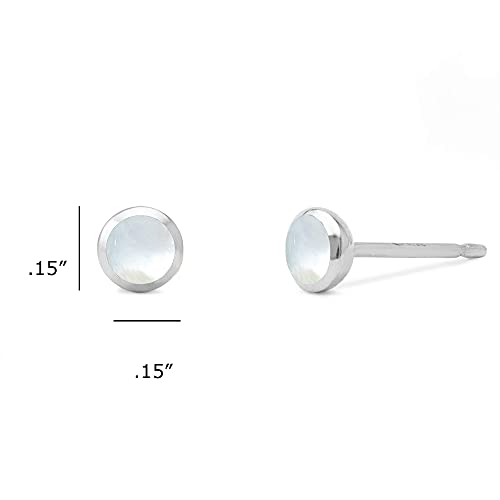 Boma Jewelry Sterling Silver Mini Circle Stud Earrings - color: Mother of Pearl