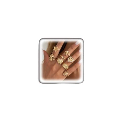 FUTIMELY Boho Retro Stackable Rings Sets for Women Knuckle Joint Finger Knuckle Nail Ring Sets Moon Stars Stack Preppy Statement Rings Cute Trendy Stuff Jewelry - style: F-8PC-Cross Rings
