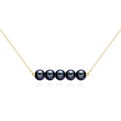KECHO 14K Real Gold Beads Pendant Necklace Solid Yellow Gold Jewelry Anniversary Birthday Gifts for Women - color: Black Pearl 5