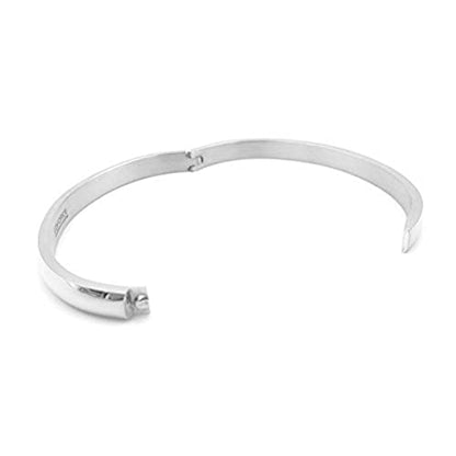 Women's Stackable Bangle Bracelet Hinged Oval-Shape - color: Silver, size: Large 7.5"Inches