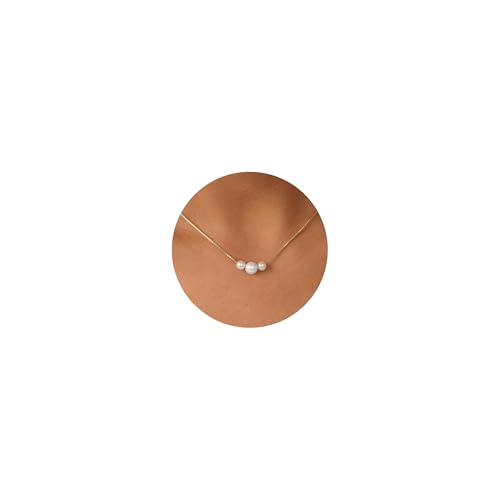 Pearl Necklace for Women- 14K Gold-plated/White Gold-plated Dainty Pearl Necklace for Women - color: Gold 3pearl box chain