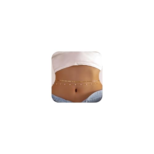 14K Gold Plated Waist Chain for Women, Layered Belly Body Chain | 2Pcs Adjustable Fit, Layered Design, Dainty Chain Styles, Bikini, Dress & Rave Outfits, Beach, Festival & Vacation - color: Gold-Plated 5