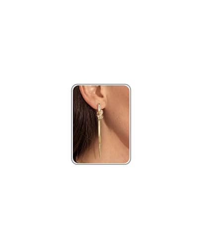 Statement Earrings for Women | Chunky Gold Hoops Rhinestone Thick Hoop Earrings 14K Gold Plated Hypoallergenic - color: gold-long